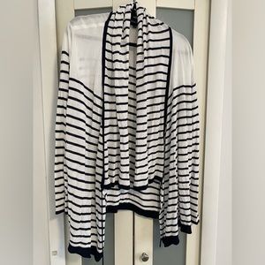 Saks Fifth Avenue Open Striped Cardigan Size L with Shawl front drape NWT